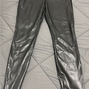 Zara Black Leather-Style Trousers. Size S. Condition is pre-owned.